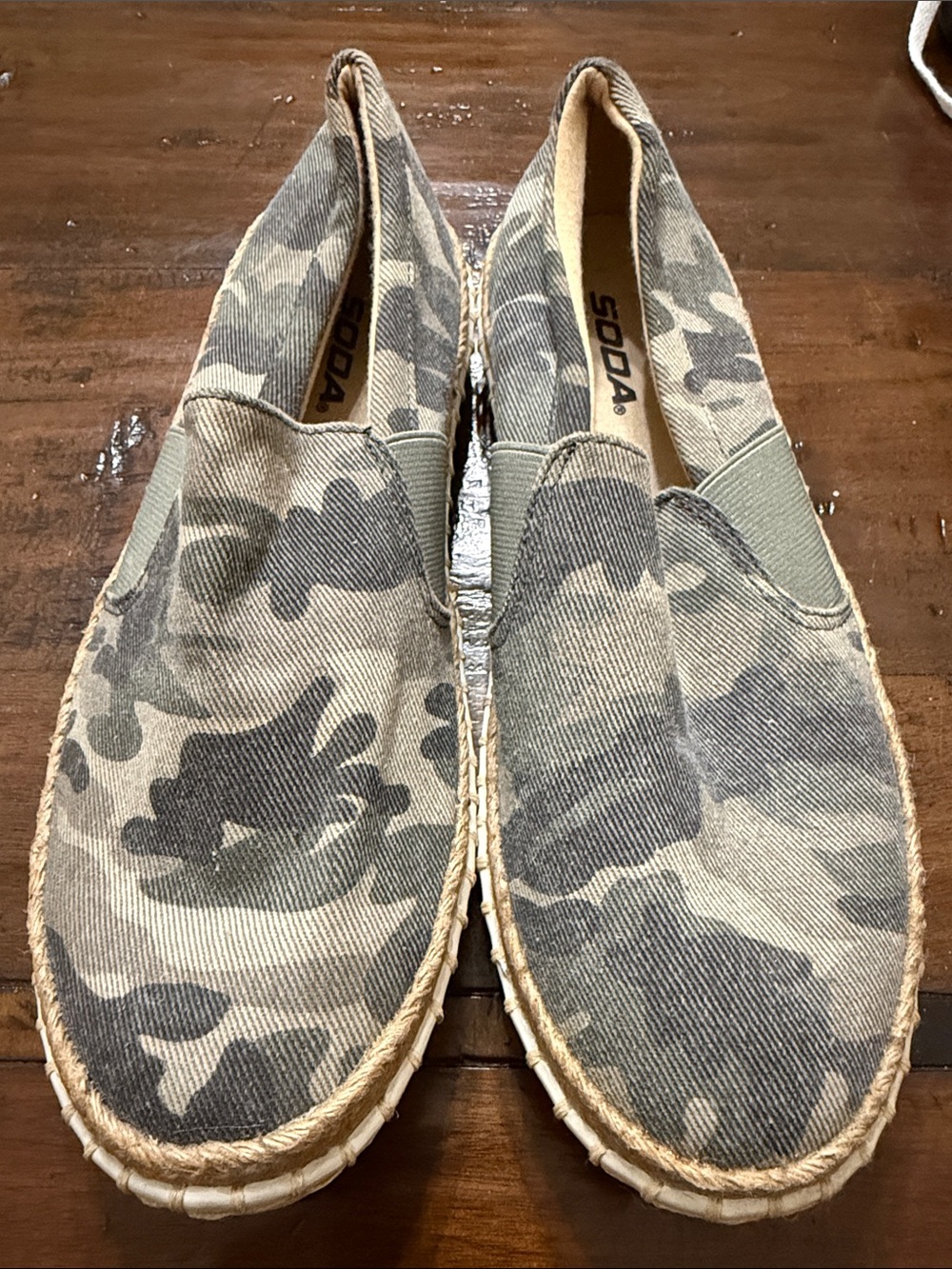 Soda Gray and Beige Camo Slip-On Espadrilles